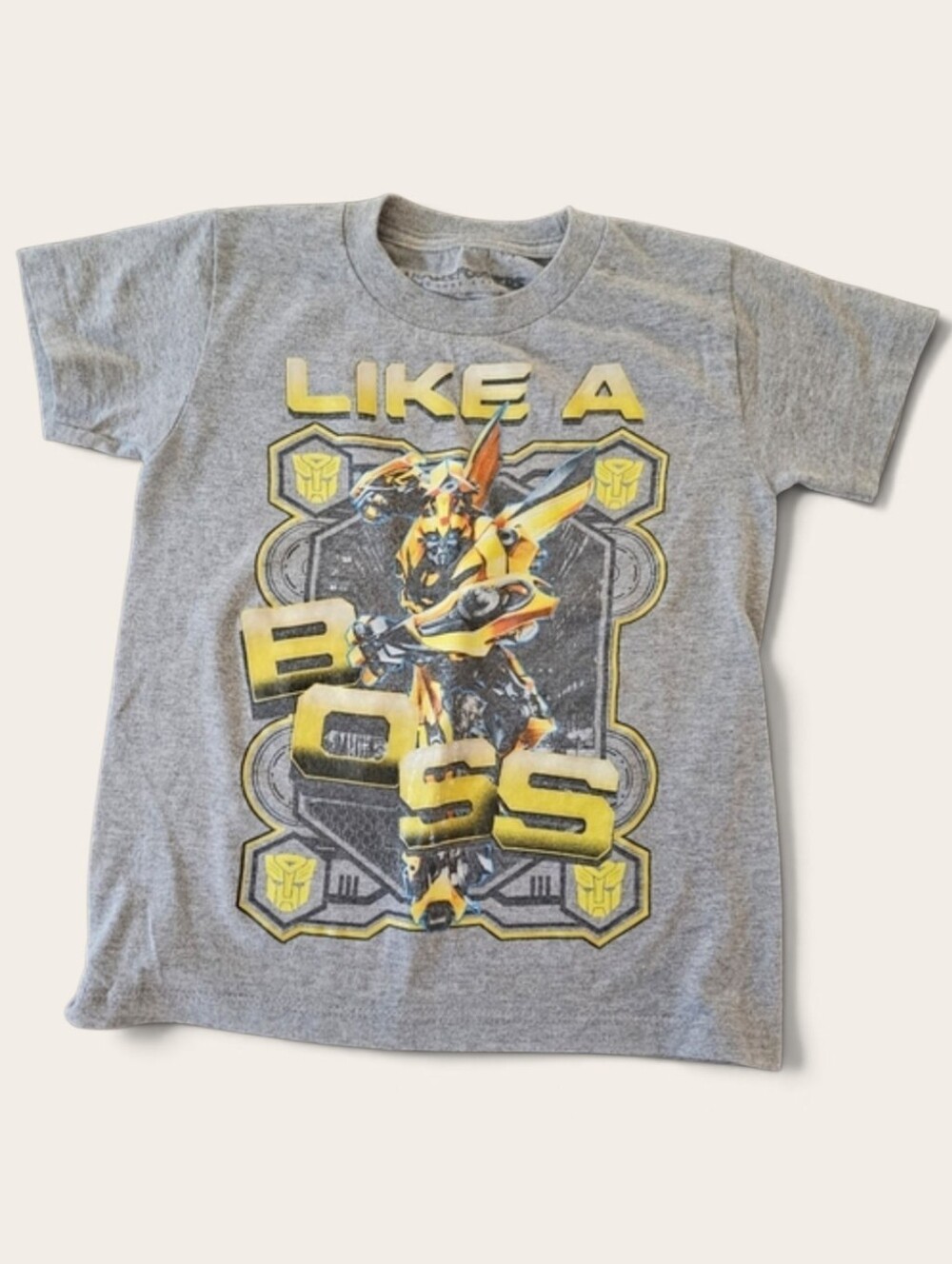 Kids Grey Bumblebee Graphic Tee - 'Like A Boss'